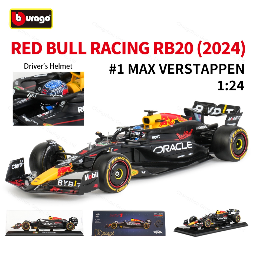 Bburago 1:24 Red Bull 2024 Racing RB20 #1 Grand Prix Max Verstappen F1 Formula Car Static Diecast Alloy Model