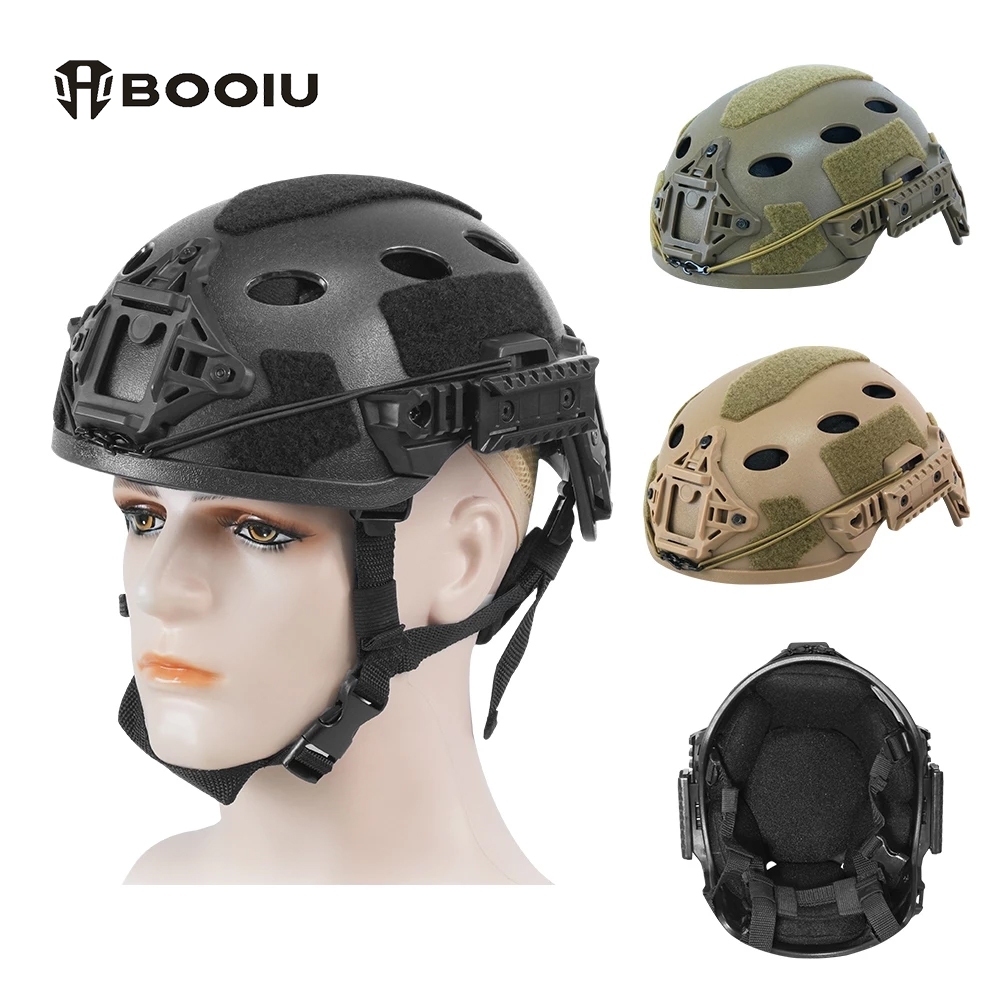 BOOIU หมวกกันน็อค Airsoft แบบ ABS กันกระแทก พร้อมราง Wendy สำหรับท่องเที่ยวและเล่นกลางแจ้ง