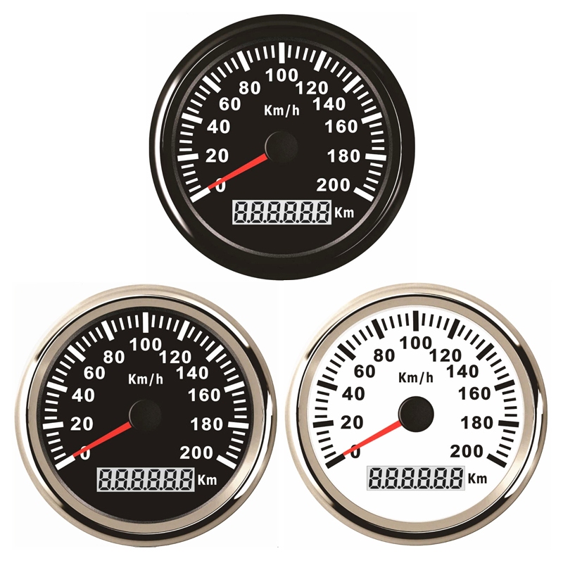 Auto 85 มม.GPS Speedometers Tuning 0-200Km/H แสดงความเร็ว Mileometers พร้อมไฟแบ็คไลท์สีแดงและเสาอากา