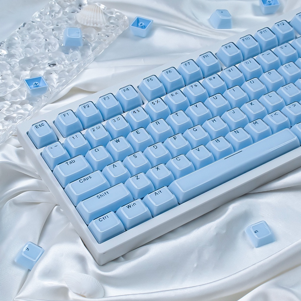 คริสตัล Blue Jelly Keycaps โปรไฟล์ MDA 134 คีย์ ABS Double shot keycaps ชุดสําหรับ Alice Mechanical 