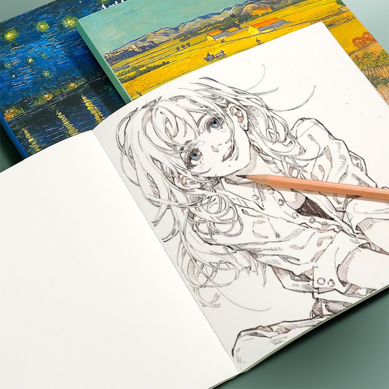 สมุดวาดรูป วาดภาพ 20K หนา Van Gogh Sketchbook Art Book หนังสือภาพเปล่าหนังสือภาพวาดสีน้ํามัน - รูปที่ 5
