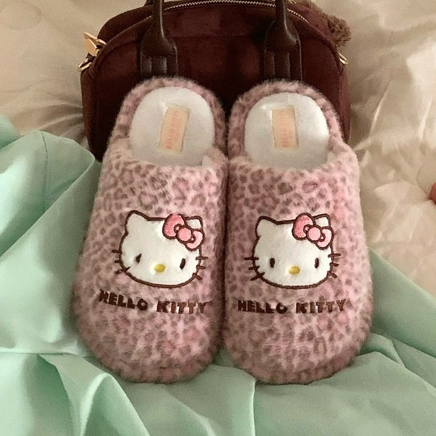 ฉี่ รองเท้าแตะผ้าฝ้ายเสือดาวพิมพ์ลูกแมวหญิงเฉพาะพื้นนุ่มนักเรียนบ้านฤดูหนาวที่อบอุ่น - รูปที่ 5