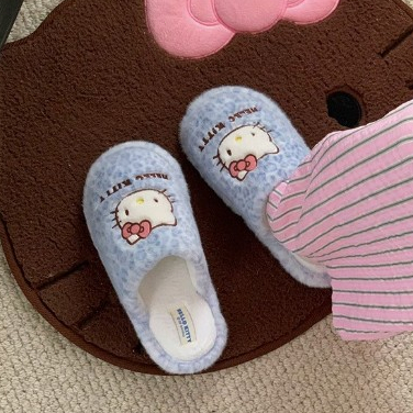 ฉี่ รองเท้าแตะผ้าฝ้ายเสือดาวพิมพ์ลูกแมวหญิงเฉพาะพื้นนุ่มนักเรียนบ้านฤดูหนาวที่อบอุ่น - รูปที่ 7