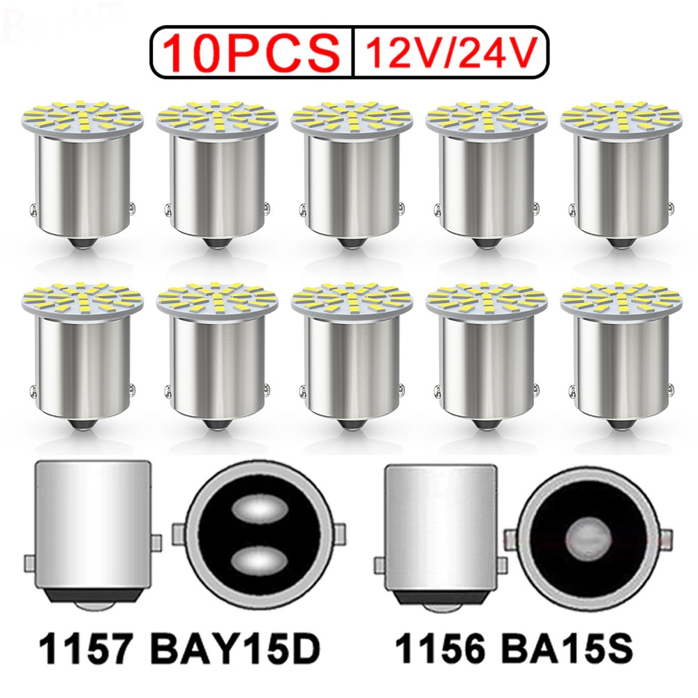 ((10PCS) 12V/24V 1156 BA15S P21W 1157 Bay15d P21-5W led Super Bright ไฟเลี้ยว 3014 22SMD ไฟท้าย LED ไฟเบรคหลอดไฟรถยนต์