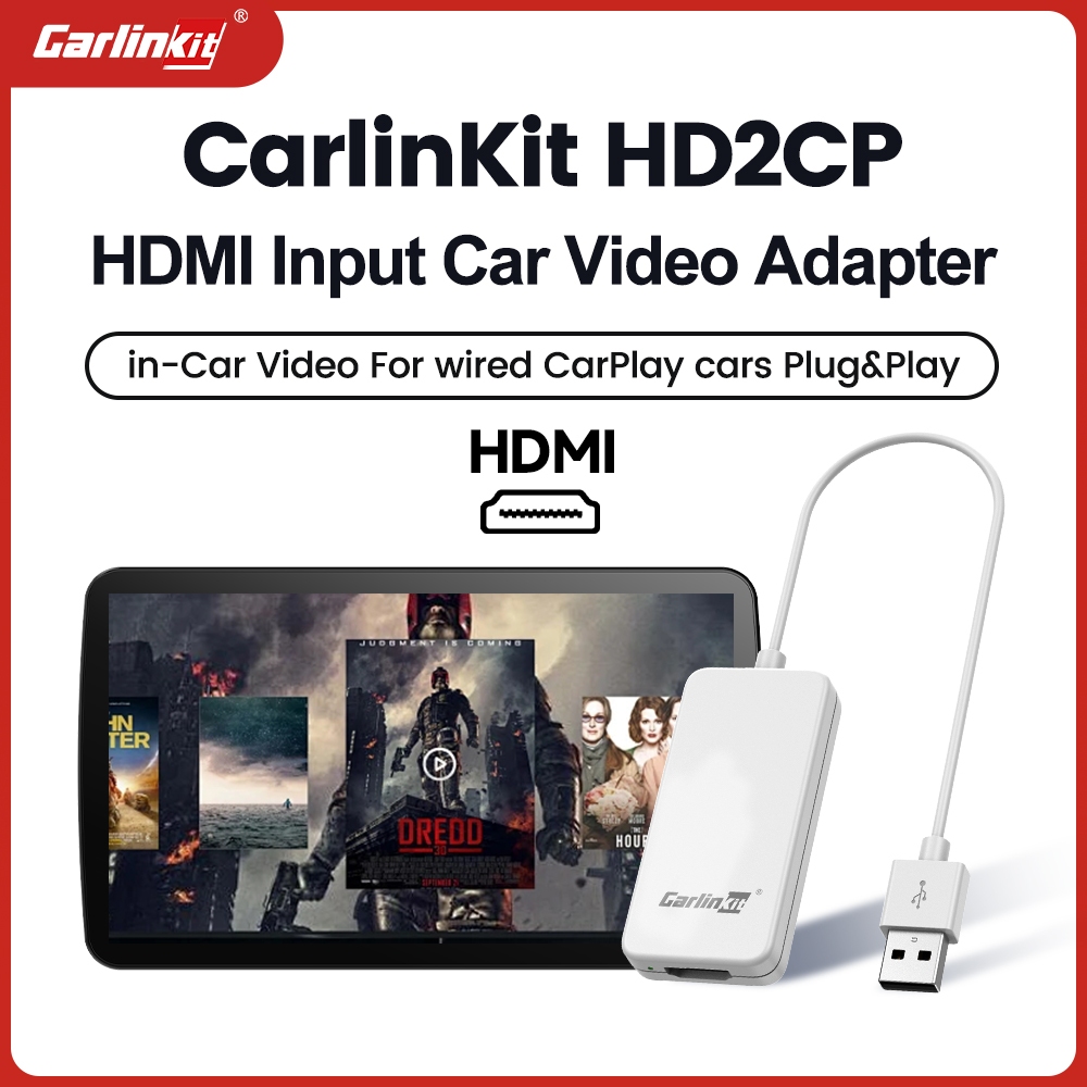 CarlinKit รถอุปกรณ์เสริมอะแดปเตอร์ USB to HDMI 4K 60Hz Type-C to HDMI Converter สําหรับรถยนต์ที่มีสาย Apple CarPlay ใช้งานร่วมกับ Fire TV Stick/เกมคอนโซล/TV Box ใหม่รุ่น