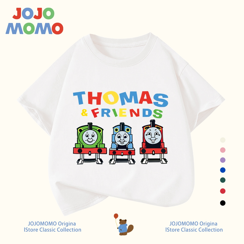 เสื้อยืดเด็กผู้ชาย แขนสั้น ลายโทมัส รถไฟน้อย ผ้าฝ้ายคุณภาพดี นุ่มสบาย ระบายอากาศดี พร้อมส่งใน 24 ชม