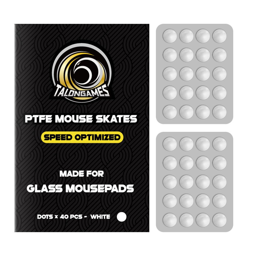 TALONGAMES รองเท้าสเก็ตเมาส์สําหรับแก้ว Mousepads, Universal รอบจุด PTFE 6.5 มม.40 ชิ้น, Ultra-Smooth Glide