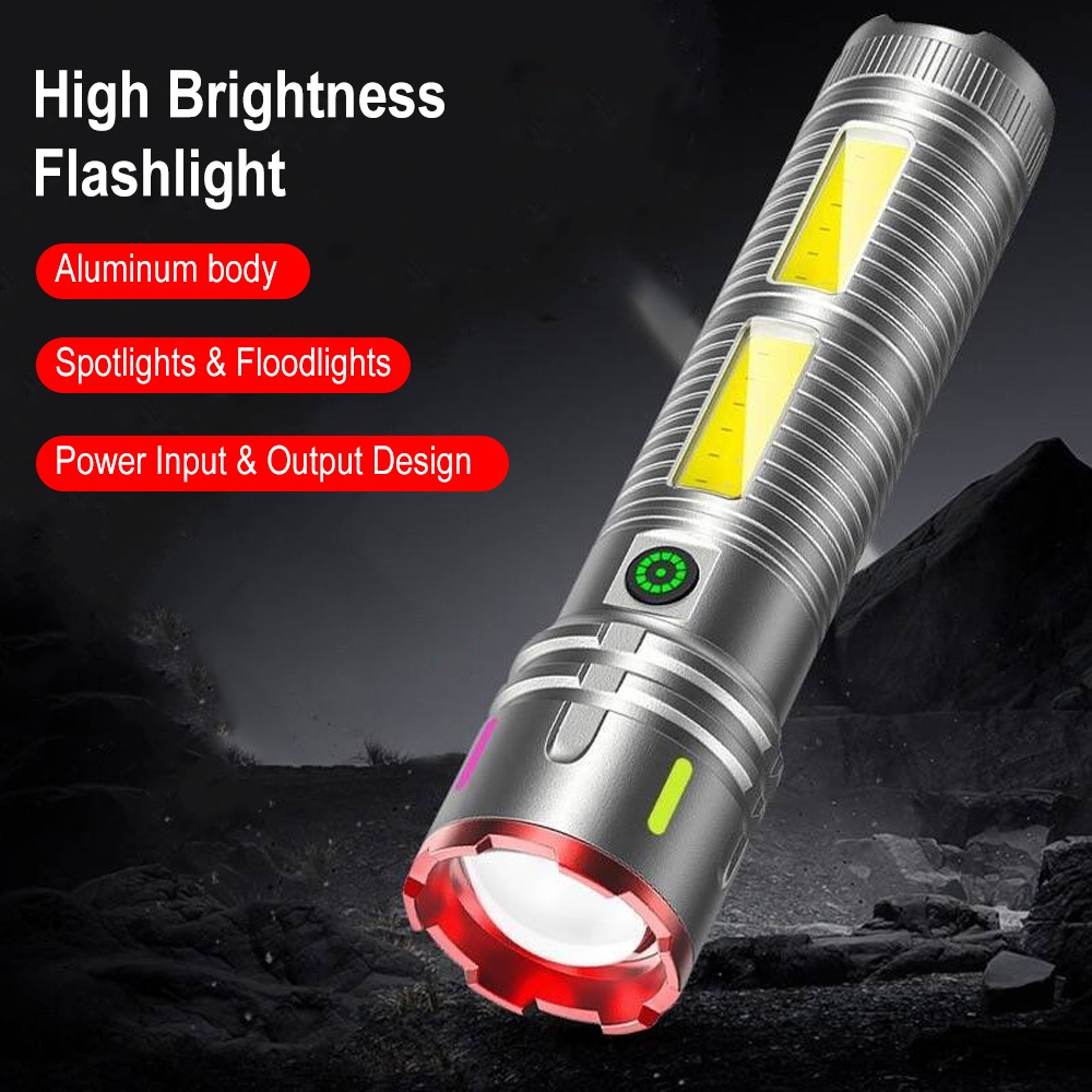 BORUiT ไฟฉายLED กันน้ำสำหรับแคมปิ้ง ชาร์จได้ด้วยUSB-C