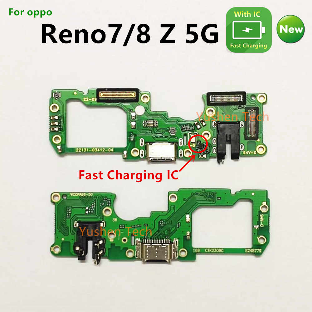 สําหรับ Oppo Reno 7 Z 8 Z 7Z 8Z 5G CPH2343 ชาร์จพอร์ต Flex Cable connector ปลั๊กหางบอร์ดขนาดเล็กอินเทอร์เฟซ PCB บอร์ด USB Charger Board อะไหล่ซ่อม