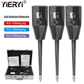 YIERYI เครื่องทดสอบ NPK ดิน 3-in-1, เครื่องวัดสารอาหารดินฟอสฟอรัสไนโตรเจนพร้อม LED หน้าจอขนาดใหญ่และการชาร์จ Type-C, ระยะตรวจจับ 0-1999 มก./กก. สําหรับสวน, ฟาร์ม, เรือนกระจก