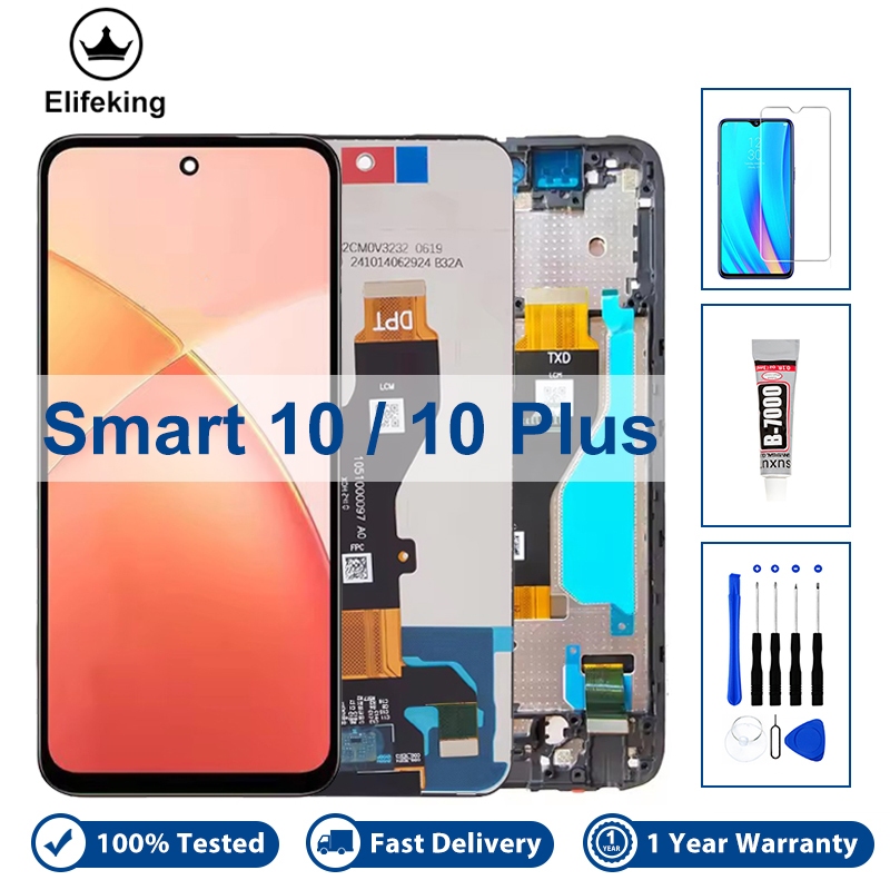 LCD สําหรับ Infinix Smart 10 Plus X6725 X6725B จอแสดงผล Touch Screen Digitizer Assembly กรอบเปลี่ยน