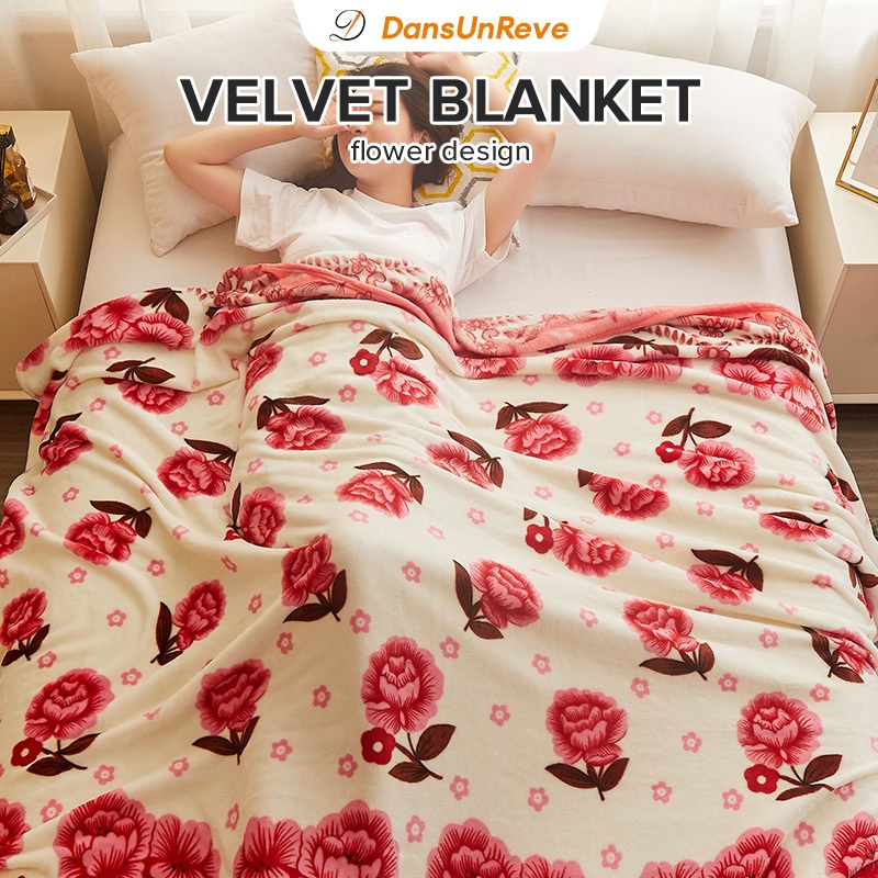ก๊ำมะหยี่ ผ้าห่ม blanket 5ฟุต 6ฟุต ผ้าห่มนุ่ม พิมพ์ลายการ์ตูนและดอกไม้ สไตล์โซฟา และเหมาะสำหรับเตียงนอนขนาดเล็ก