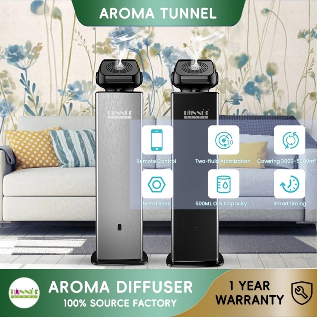 Aroma TUNNEL 500ML 18000Sqft ไฟฟ้า Aromatic Diffuser บลูทูธสมาร์ทน้ํามันหอมระเหยเครื่องหอมสําหรับ Home Offioce โรงแรมกลิ่นอุปกรณ์ Aroma Freshener