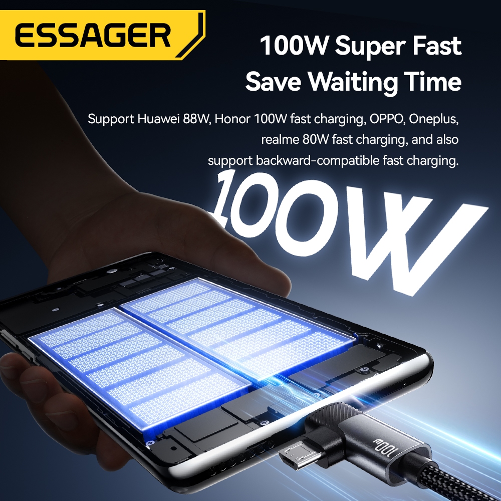 Essager 2 IN 1 สายชาร์จเร็ว PD 100W สายเคเบิลข้อมูลมัลติฟังก์ชั่นสําหรับ iP Android - รูปที่ 2