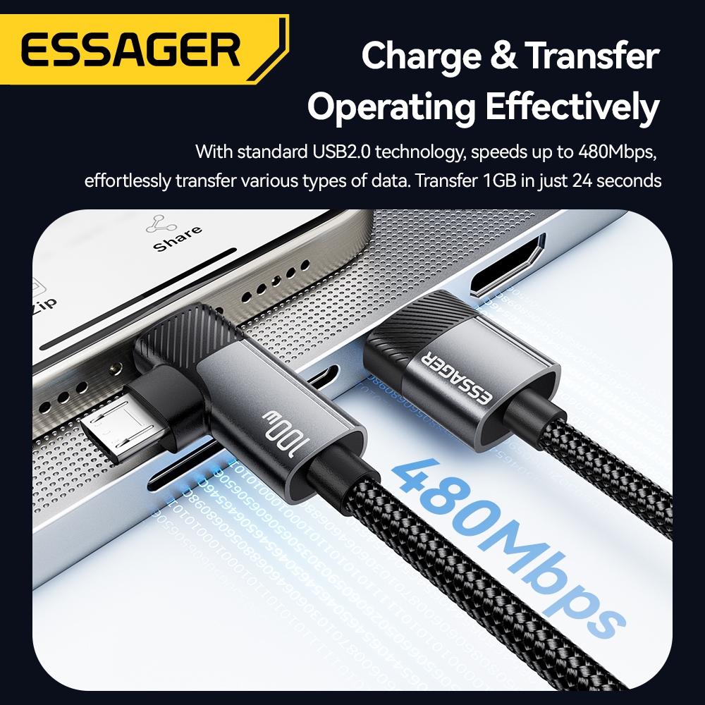 Essager 2 IN 1 สายชาร์จเร็ว PD 100W สายเคเบิลข้อมูลมัลติฟังก์ชั่นสําหรับ iP Android - รูปที่ 3