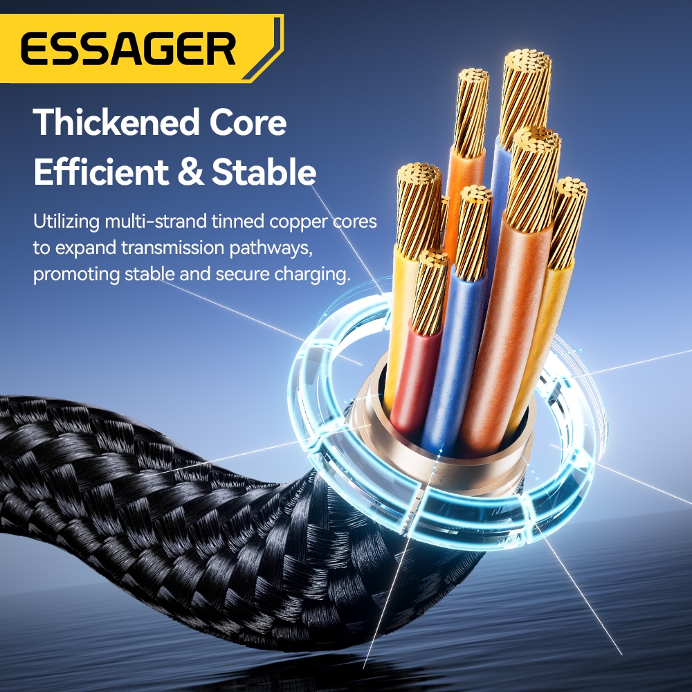 Essager 2 IN 1 สายชาร์จเร็ว PD 100W สายเคเบิลข้อมูลมัลติฟังก์ชั่นสําหรับ iP Android - รูปที่ 4