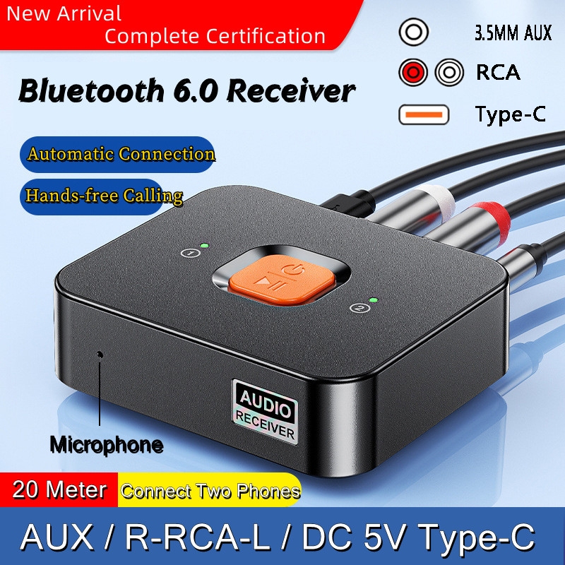 เครื่องส่งสัญญาณเสียง Bluetooth 6.0 Hifi สเตอริโอเพลงอะแดปเตอร์ไร้สาย Adaptive AUX/RCA/USB 3.0 ไดรฟ์โมดูล Lossless