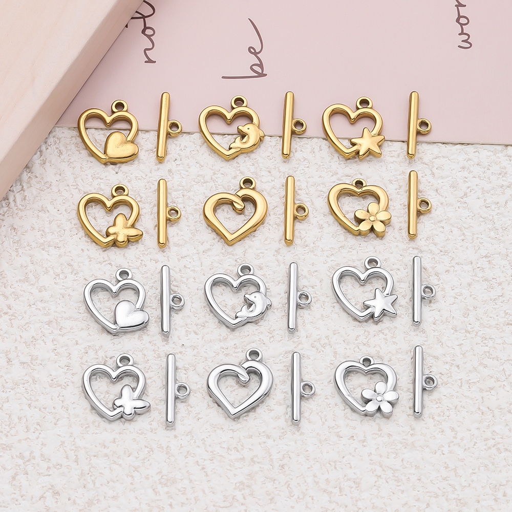 ST.KUNKKA หัวเข็มขัดเชื่อมต่อ OT สแตนเลส รูปหัวใจ ไม่จางหาย สําหรับทําเครื่องประดับ สร้อยคอ สร้อยข้อ