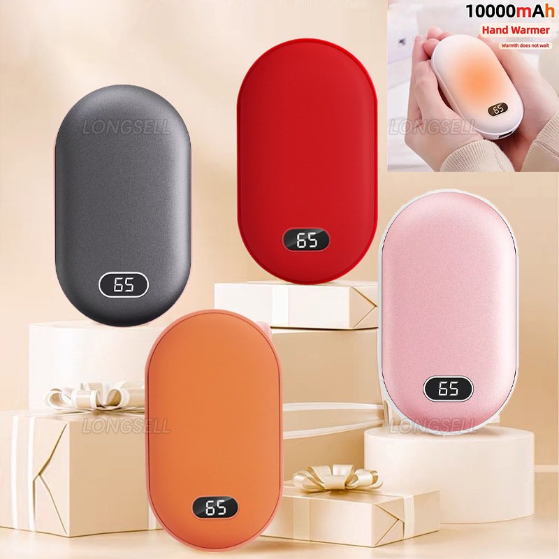 10000mAh แบบพกพา 2 in 1 มืออุ่น Power Bank สองด้านความร้อนอย่างรวดเร็วจอแสดงผลดิจิตอลมืออุ่นสําหรับฤดูหนาว