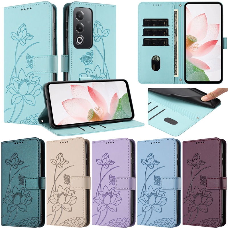 Deluxe สําหรับOppo A3 Pro 5G A3X A3 A60 A79 Reno13F Realme C75 14X C63 C61 C65 Reno12F Realme 13 + ดอกไม้รูปแบบกระเป๋าสตางค์ช่องเสียบการ์ดผิวหนังFlip Standป้องกันปลอก