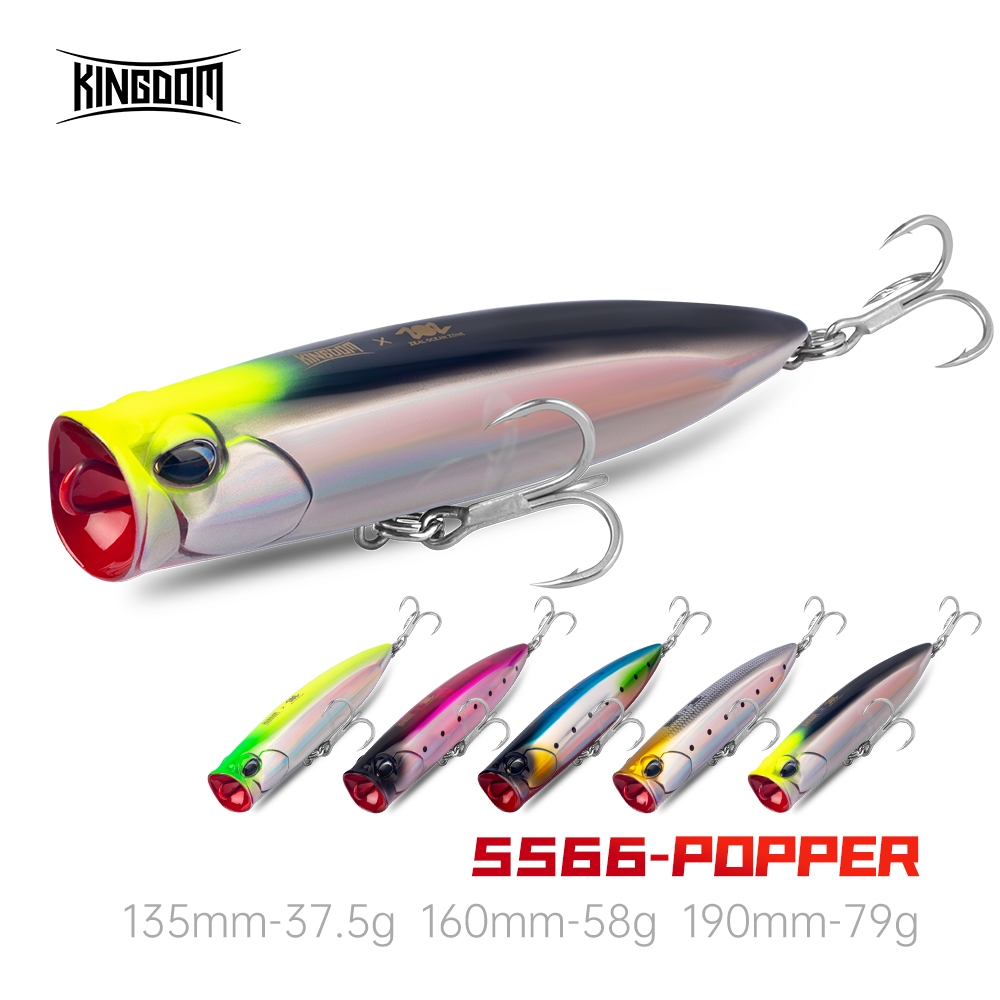 Kingdom ตกปลา Lure ลอย Popper 135 มม./160 มม./190 มม.37.5g/58g/79g ลอย ABS Hard เหยื่อ Wobblers Big Water Splash Topwater Killer Cast สําหรับระยะไกลสําหรับน้ําเค็ม SeaBass