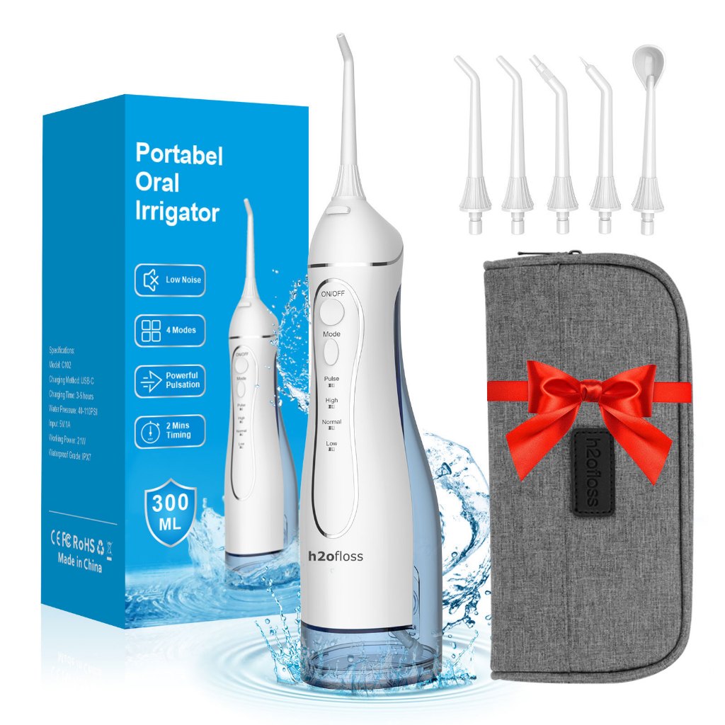 H2ofloss Water Flosser ทันตกรรม Water Jet Oral Irrigator แบบพกพาสําหรับฟัน Braces ไร้สาย Water Pick