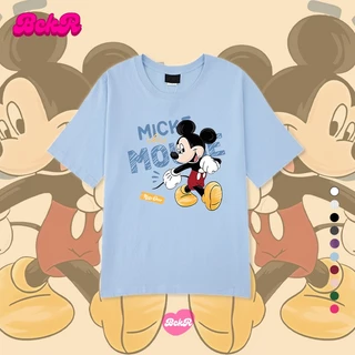 ✨แฟชั่นเกาหลี✨เสื้อยืดลายหนูน้อยน่ารักผู้หญิง🐹เสื้อสาวอวบ เสื้อสีฟ้า ฤดูร้อนคอกลมขนาดใหญ่พิเศษผ้าฝ้ายYG1142
