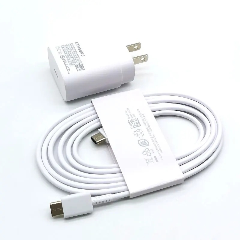 Samsung 25W US Charger Super Fast อะแดปเตอร์ชาร์จสําหรับ Galaxy S25 S24 S23 S22 S21 S20 หมายเหตุ 10 