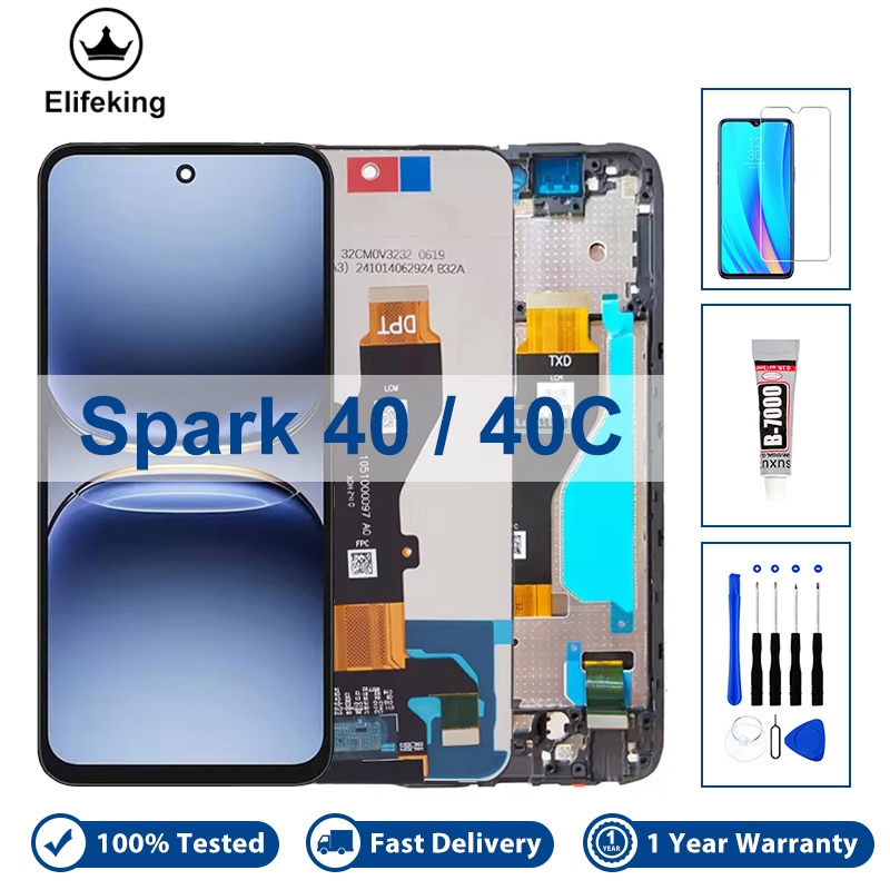 6.67 "LCD สําหรับ Tecno Spark 40 KM5 40C KM4k จอแสดงผล LCD Touch Screen Digitizer Assembly Spark 40 