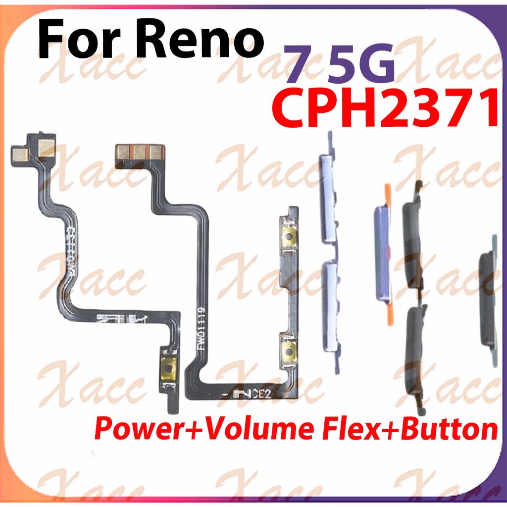 สําหรับ OPPO Reno 7 5G CPH2371 ปุ่มปรับระดับเสียงสายไฟ Flex Cable พร้อม ON OFF ด้านข้าง Key เอาต์พุตริบบิ้นอะไหล่ซ่อมโทรศัพท์ติดตั้งเปลี่ยน