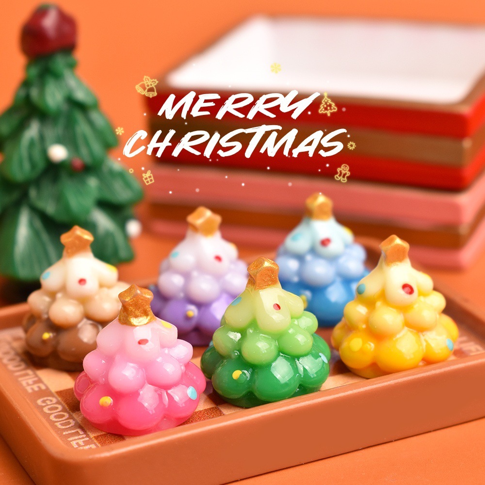 1PC Micro ภูมิทัศน์ต้นคริสต์มาสตกแต่ง Gradient DIY Christma อุปกรณ์ต้นไม้งานฝีมือเรซิน Luminous ตกแต่งคริสต์มาสเครื่องประดับบ้าน
