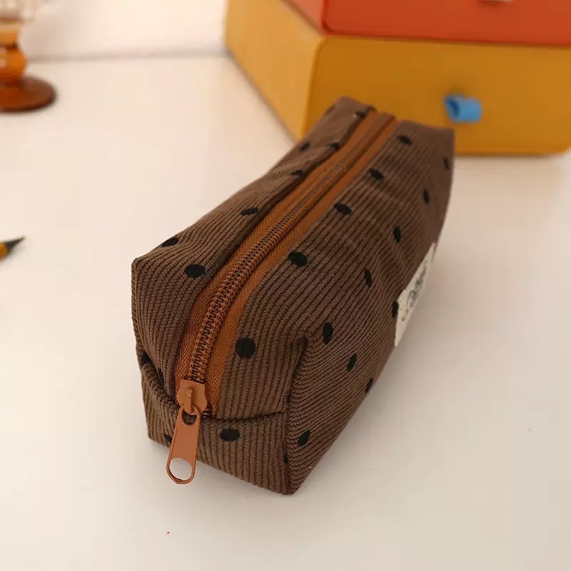 กล่องดินสอปักลาย Polka Dot Corduroy กล่องเครื่องเขียนนักเรียน ราคา ถูกที่สุด ดีลบีเคเค แกลเลอรีภาพที่ 9