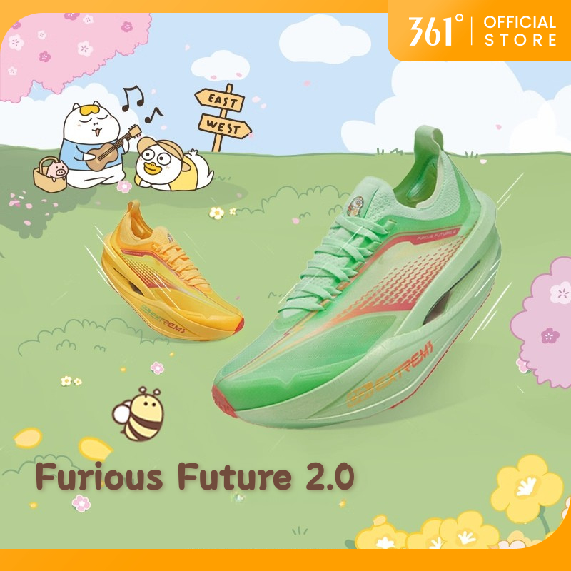 361 Degrees Furious Future 2.0 Peppa Pig Series Marathon Men รองเท้าวิ่ง Shock Absorption น้ําหนักเบ