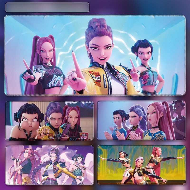 แผ่นรองเมาส์ Anime KPop Demon Hunters ขนาดใหญ่ 900x400 มม. แผ่นรองโต๊ะ