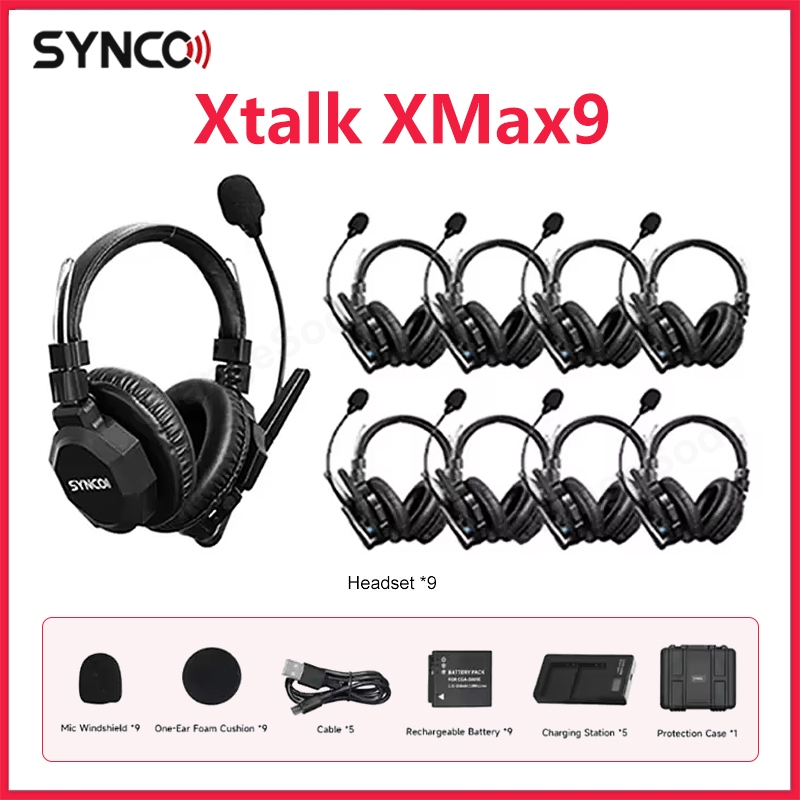 SYNCO Xtalk XMax 9 Dual-Ear Noise Isolation Cancellation Team การสื่อสารชุดหูฟังบลูทูธระบบอินเตอร์คอ