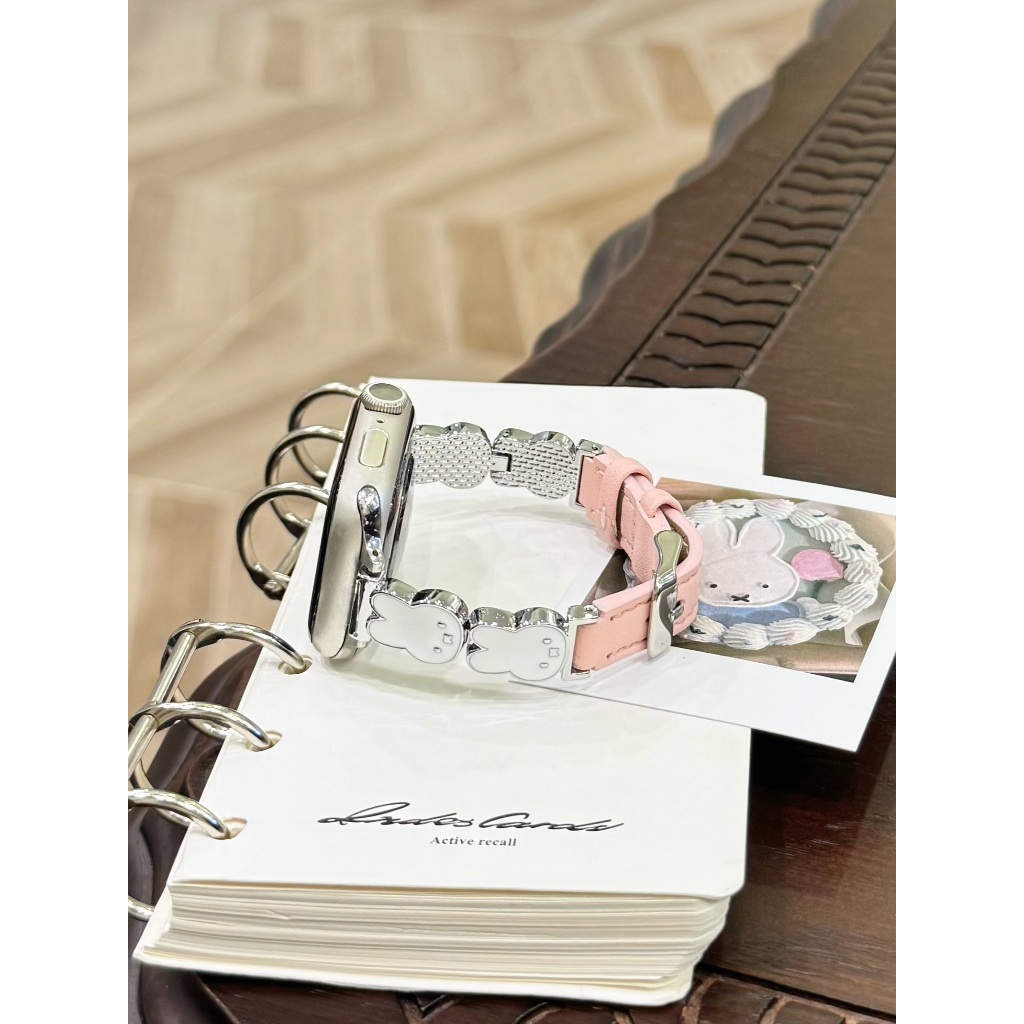 กระต่ายน่ารักสายหนังสําหรับ iwatch Series Ultra/11/10/9, 18/20/22 มม. สายนาฬิกาสากล, เหมาะสําหรับ xiaomi band 8/9Pro - รูปที่ 4