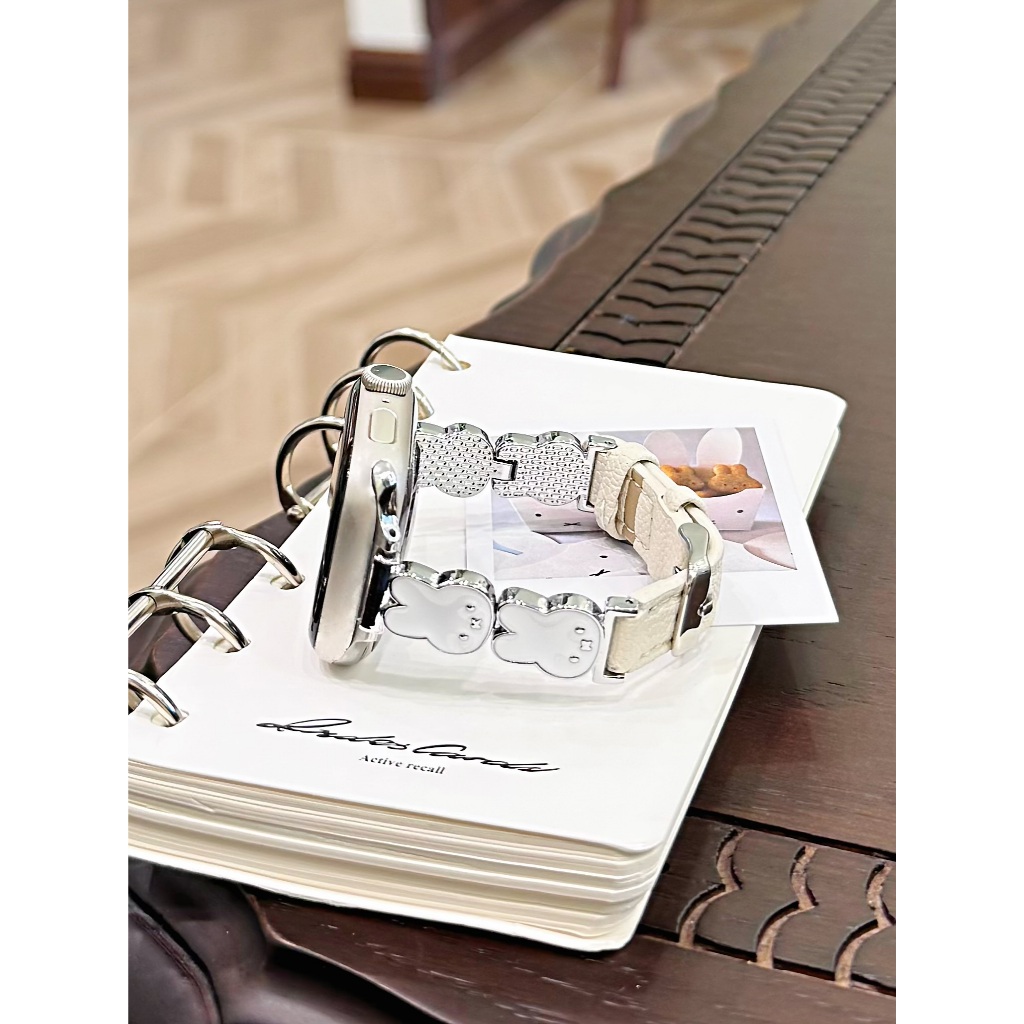 กระต่ายน่ารักสายหนังสําหรับ iwatch Series Ultra/11/10/9, 18/20/22 มม. สายนาฬิกาสากล, เหมาะสําหรับ xiaomi band 8/9Pro - รูปที่ 2