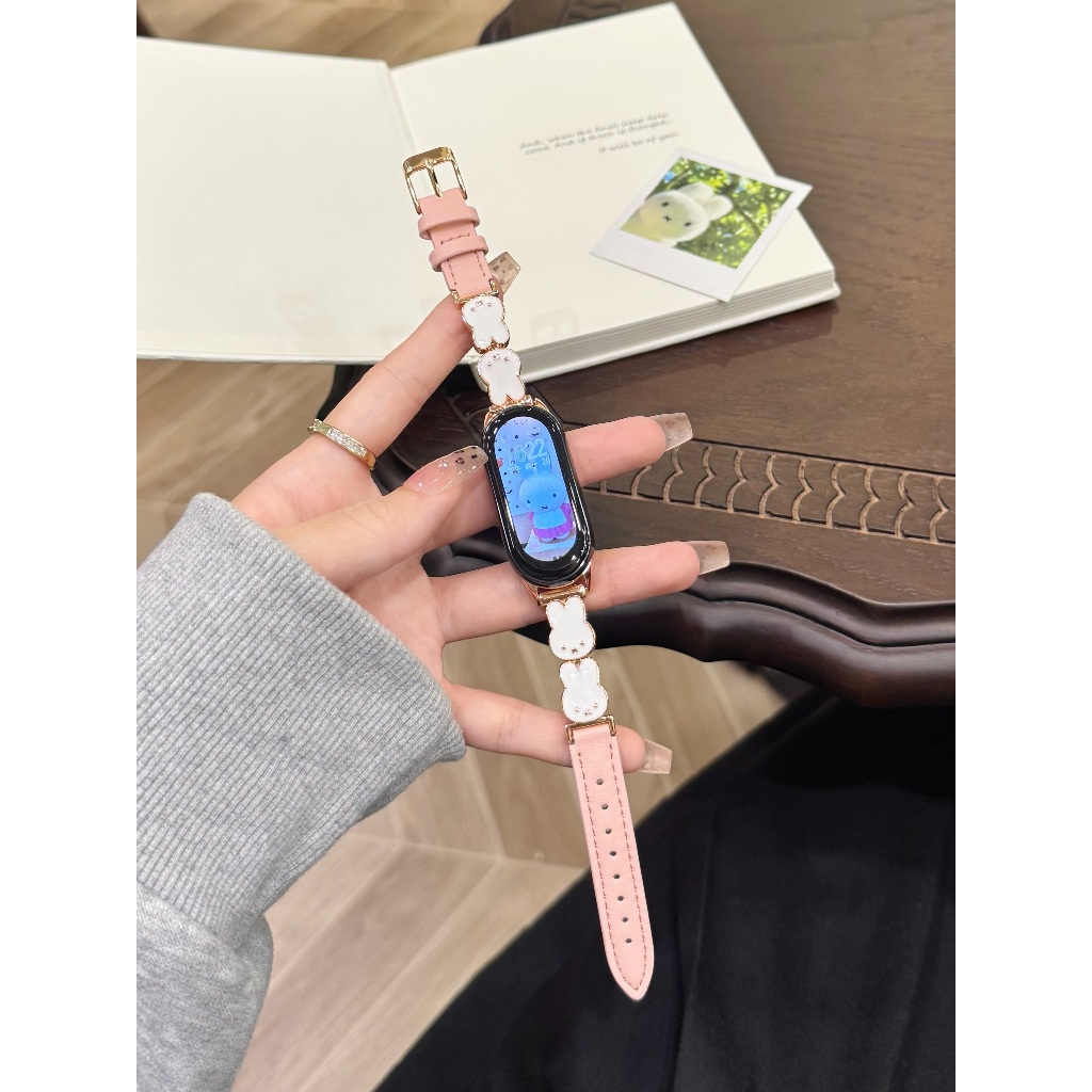 กระต่ายน่ารักสายหนังสําหรับ iwatch Series Ultra/11/10/9, 18/20/22 มม. สายนาฬิกาสากล, เหมาะสําหรับ xiaomi band 8/9Pro - รูปที่ 7