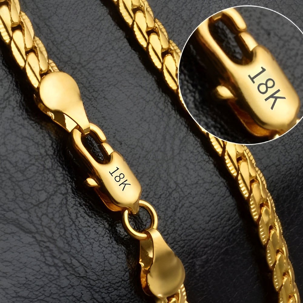 18K Gold/Silver สี 6 มม.สร้อยคอ Sideways 18/20/24 นิ้วสําหรับผู้หญิงผู้ชายแฟชั่นงานแต่งงานหมั้นเครื่องประดับ