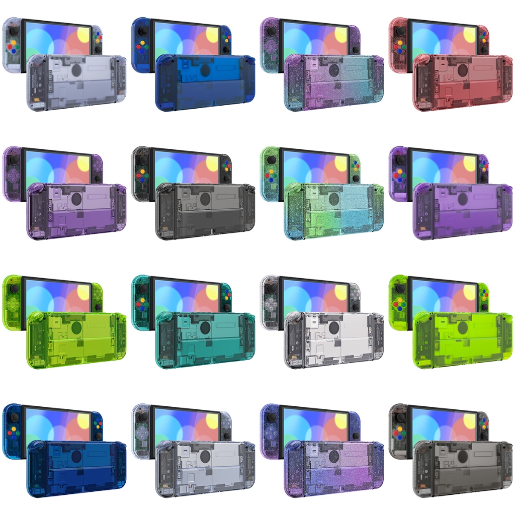 เคสครบชุดสําหรับ Nintendo Switch OLED, แผ่นหลังคอนโซลและขาตั้ง, ที่อยู่อาศัยมือถือ NS Joycon พร้อมปุ่ม