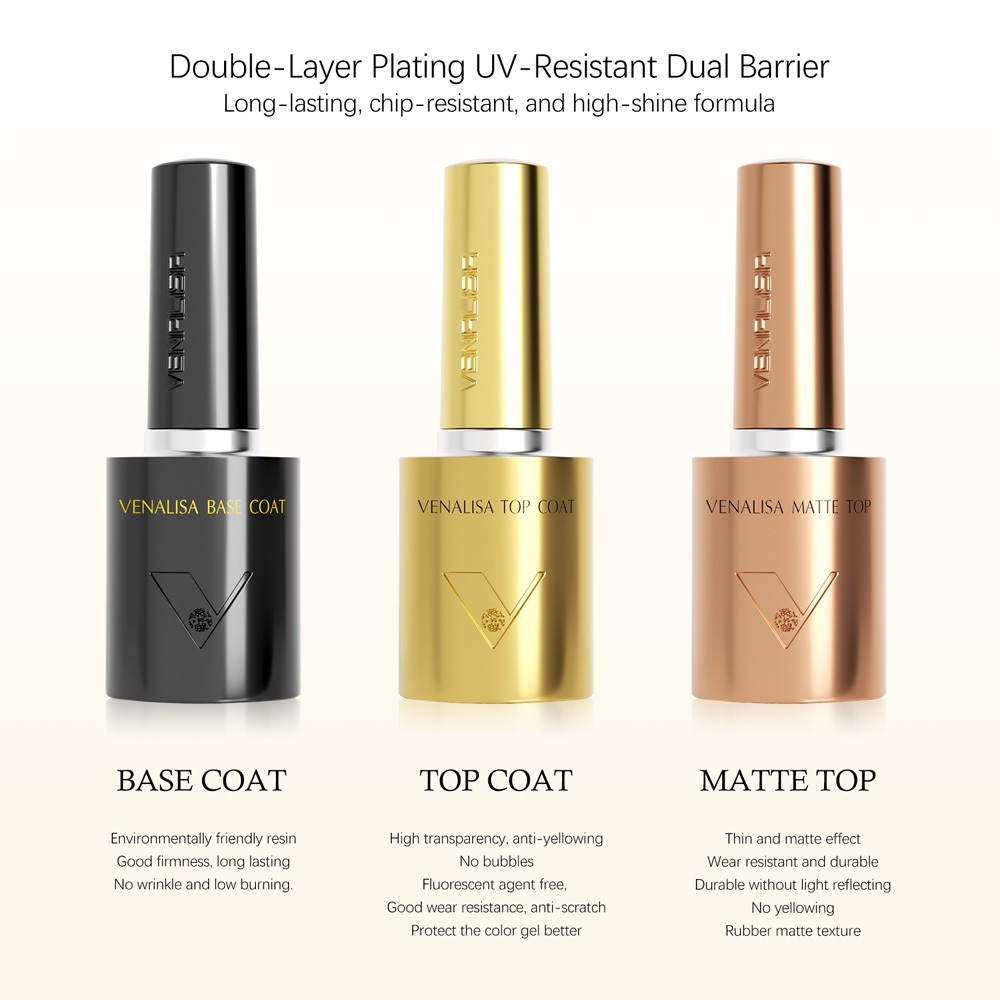 ไม่มี HEMA ·ไม่มี TPO ·ไม่มี HPMA  พร้อมส่ง VENALISA  Select  ท็อป เบส เคลือบเล็บ  10ml  Top coat / Base coat /Matte top coat ท็อปด้าน เงาไม่ดรอป ปกป้องสีเจลจากรอยขีด