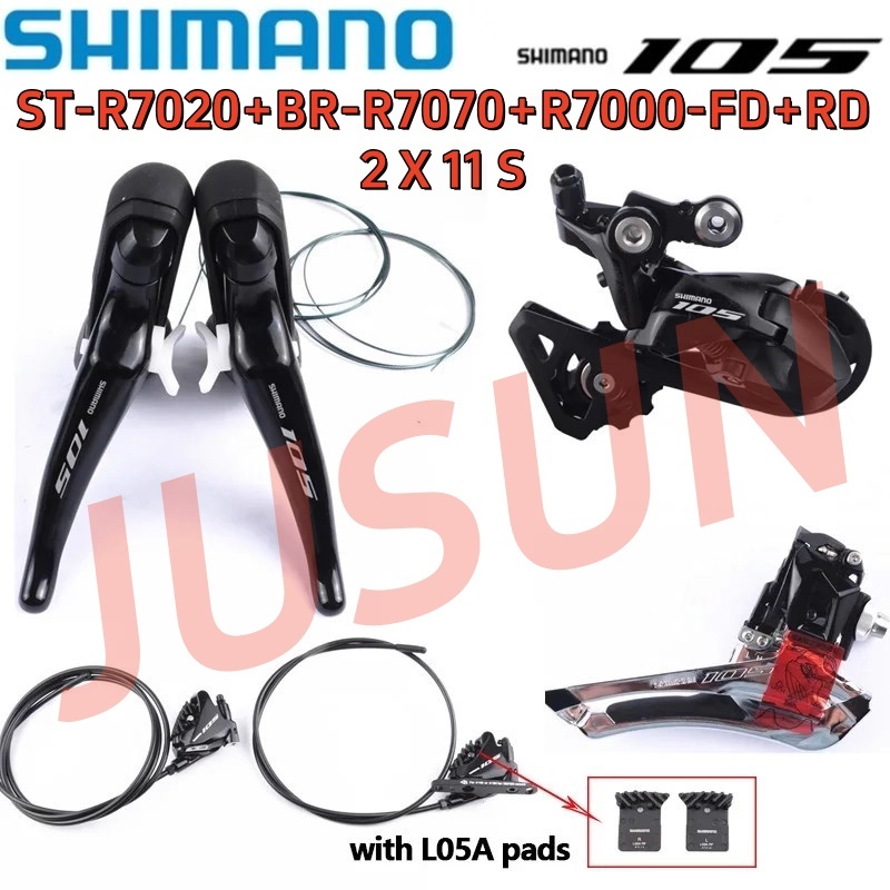Shimano 105 R7020 R70 R7000 2x11 ความเร็วชุดดิสก์เบรกไฮดรอลิก R7020 Shifter R7070 ดิสก์เบรกไฮดรอลิก 