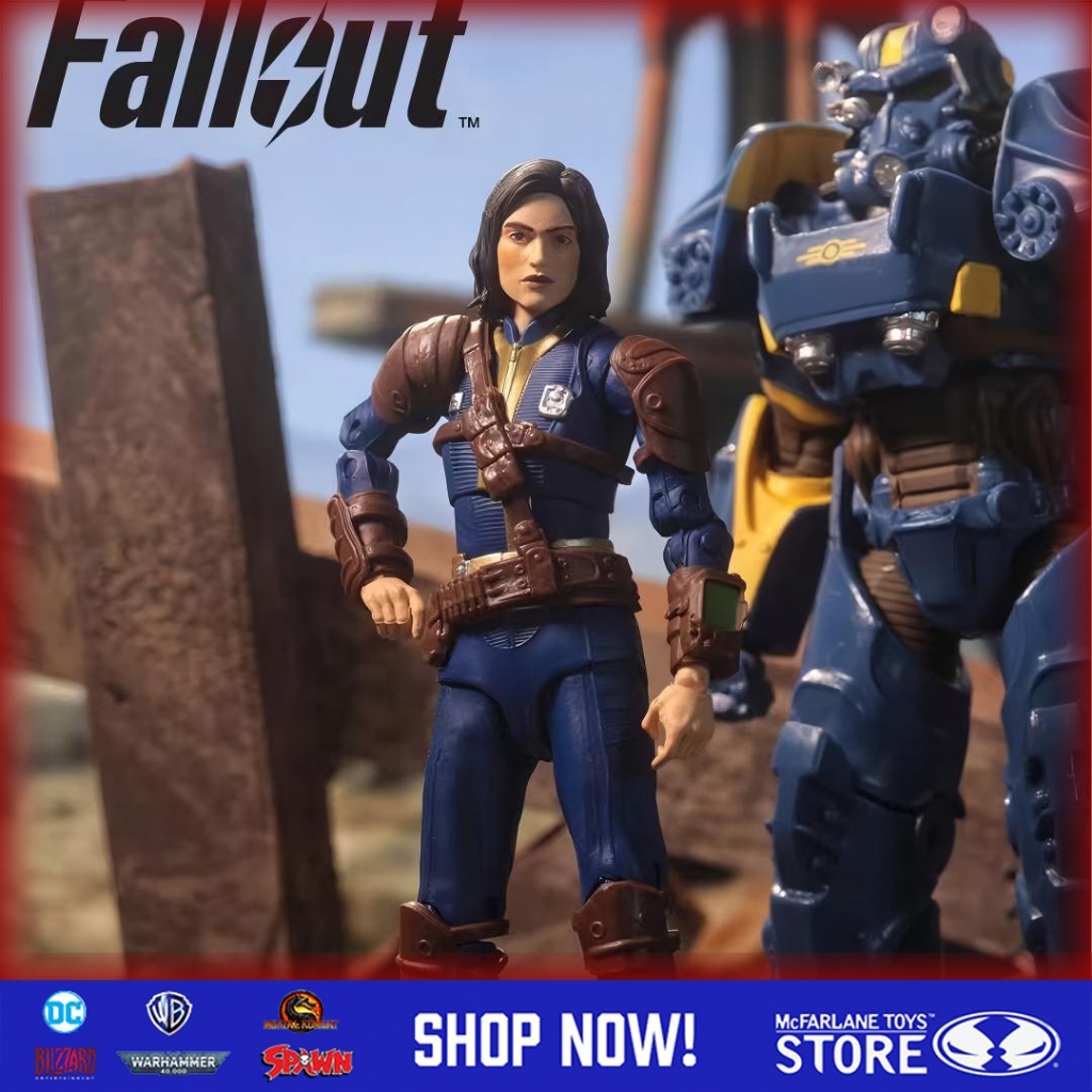 [ในสต็อก] McFarlane Toys Fallout T-60 Vault Tec & Sole Survivor 7 นิ้ว Action Figure 2-Pack