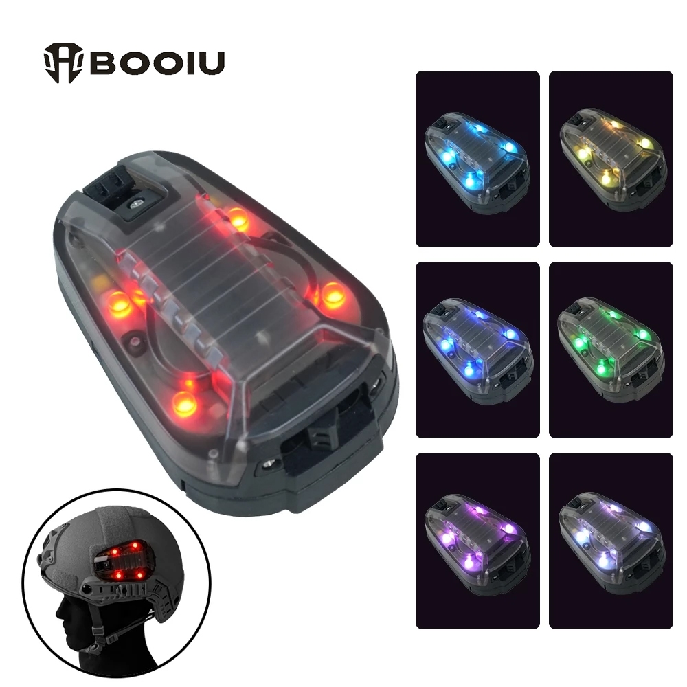 BOOIU หมวกกันน็อค IR Strobe กันน้ํา Survival ความปลอดภัยโคมไฟสัญญาณที่มีสีสันแฟลช Ladybird โคมไฟกีฬากลางแจ้งเดินป่า