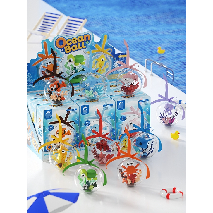 9 ชิ้น/เซ็ต DIY Ocean Ball สองโหมดจอแสดงผลบล็อกตัวต่อของเล่นของขวัญ
