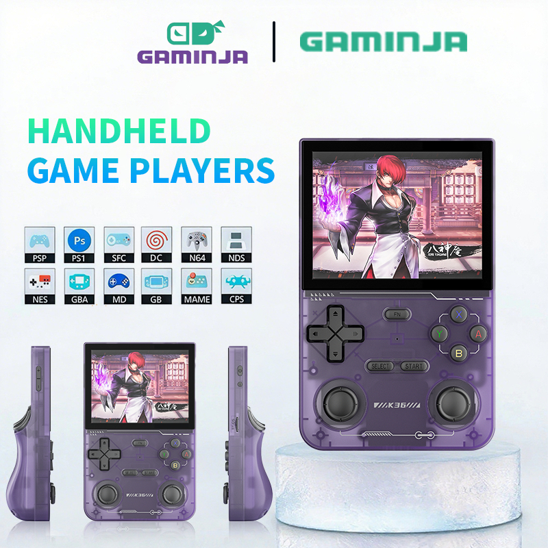 เปิดแหล่งที่มา K36 Retro คอนโซลวิดีโอเกมมือถือ 16000 เกม Emulator สําหรับ PS1/PSP/DC/N64/SS 500nit 3