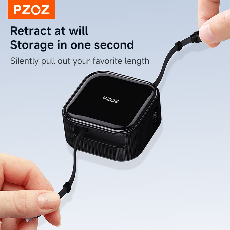 PZOZ 60W USB C ถึง USB C สายเคเบิลข้อมูล,สายชาร์จ USB C แบบยืดหดได้, ความยาวสายชาร์จแบบหดได้ที่ตั้งไว้ล่วงหน้าเหมาะสำหรับ iPhone 17 16 15 Pro Plus Pro Max, MacBook, iPad Pro, Samsung
