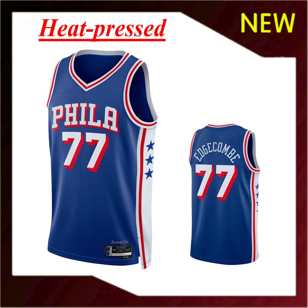 เสื้อบาสเก็ตบอลรุ่นใหม่อัดความร้อน 76ers 77 VJ Edgecombe Jersey