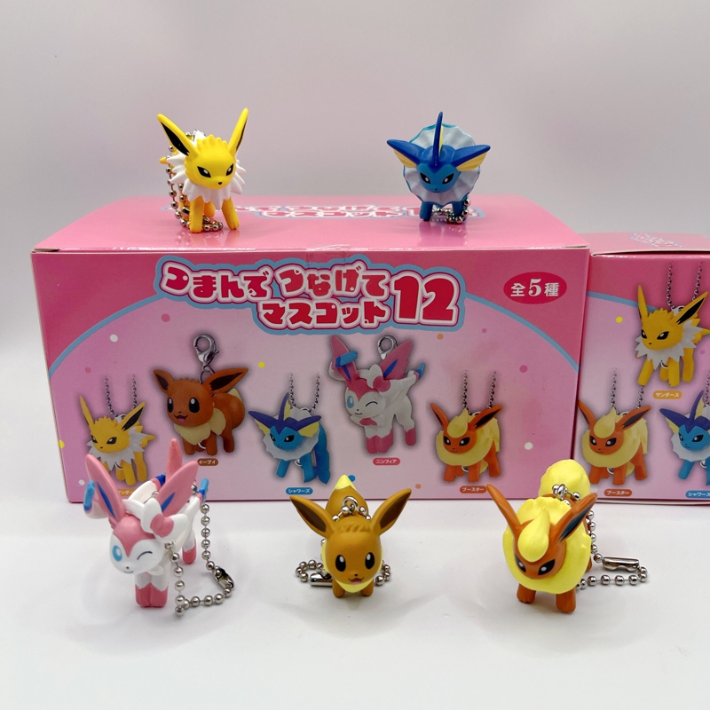 5 ชิ้น/เซ็ต 3-4 ซม.อะนิเมะรูปโทรศัพท์มือถือ Chain Eevee Flareon Sylveon Jolteon Vaporeon Key CHAIN PVC Action ตุ๊กตาของเล่น
