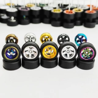 1 ชุด 9.8 มม.1/64 รถล้อ TE37 5-ใบมีดยางยาง 10 มม.Tyres ขอบสําหรับล้อร้อน/Matchbox/Domeka 1:64 รุ่นรถยนต์
